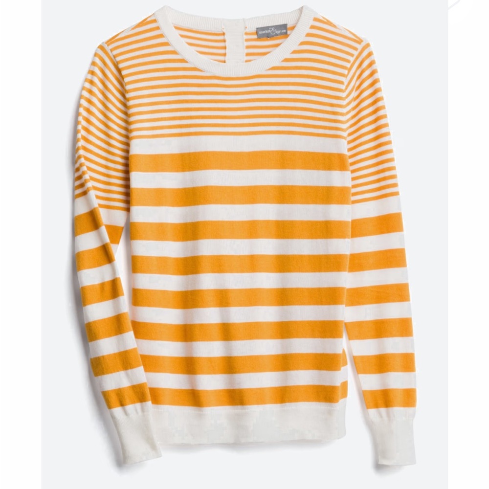 NWOT Liss Button Back Striped Cotton  Blend Pullover